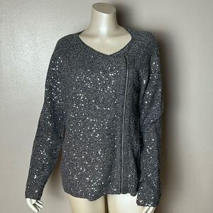 Chico’s Sage Sequin Cardigan Sweater XL 3 jacket shirt top sparkly festive moto